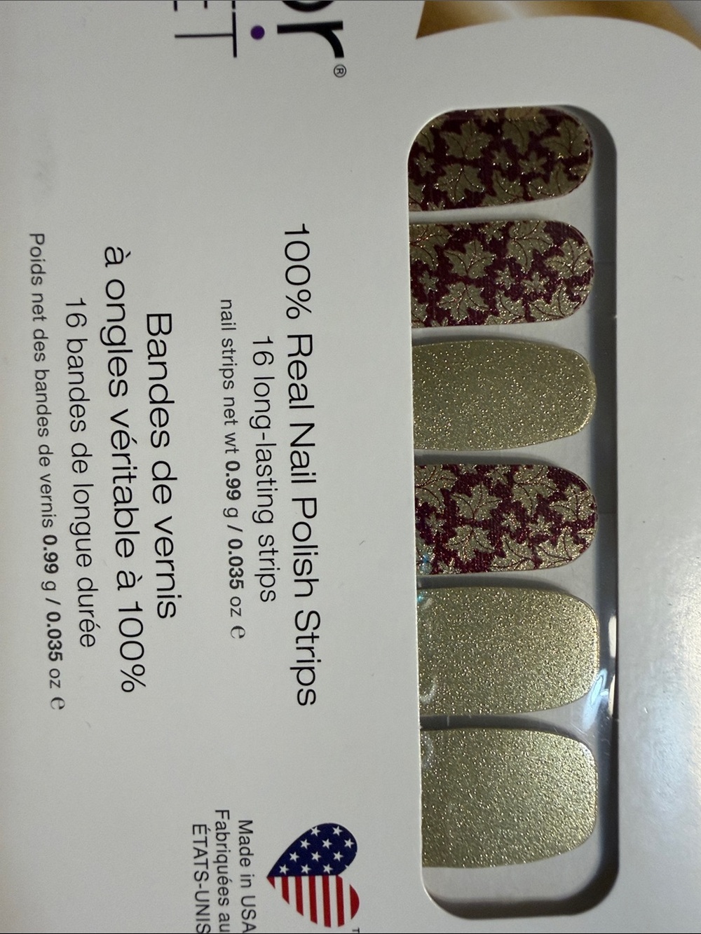 Color Street Gold and Burgundy Floral Foil Nail Strips